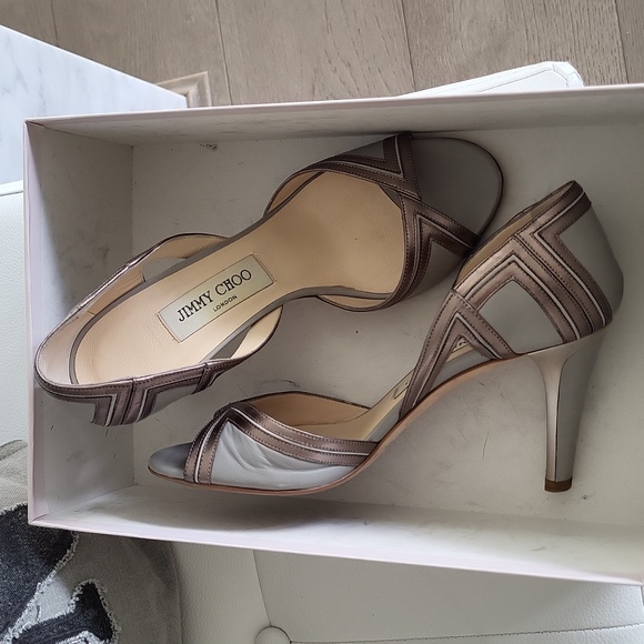 Jimmy Choo Size 37 Blue & Silver Bridal Shoes - Picture 3 of 10